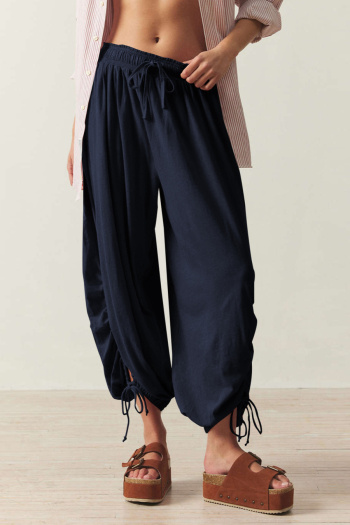 casual stretch six colors loose drawstring simple pants