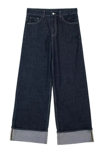 casual non-stretch denim high-waist loose jeans
