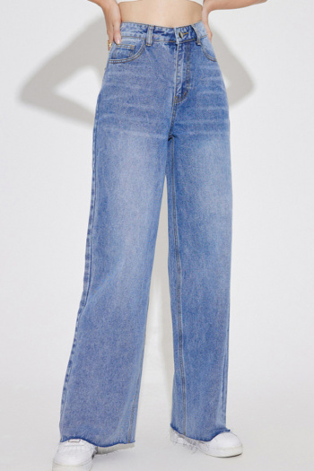 new casual no-stretch patchwork high-waist all-match wide-leg jeans