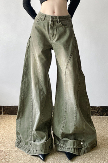casual non-stretch high waist wide leg flared jeans