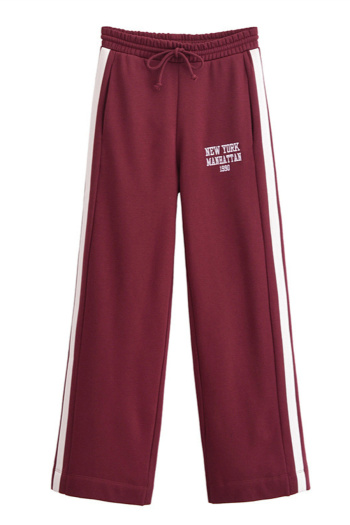 casual non-stretch letter printing drawstring high-waist loose pants