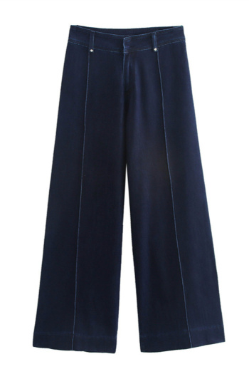 casual non-stretch denim mid-waist loose jeans