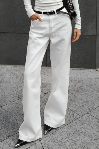 stylish non-stretch tatting pure cotton all-match straight pants(no belt)