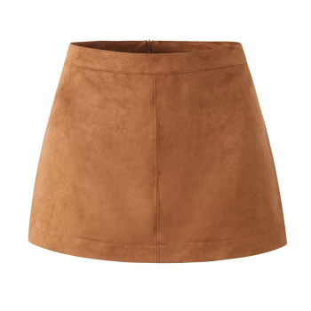 non-stretch solid color zip-up suede with lined a-lined skirt size run small