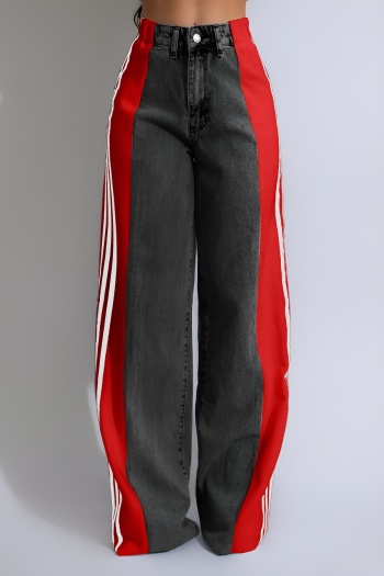 casual plus size slight stretch stitching 4 colors all-match straight jeans