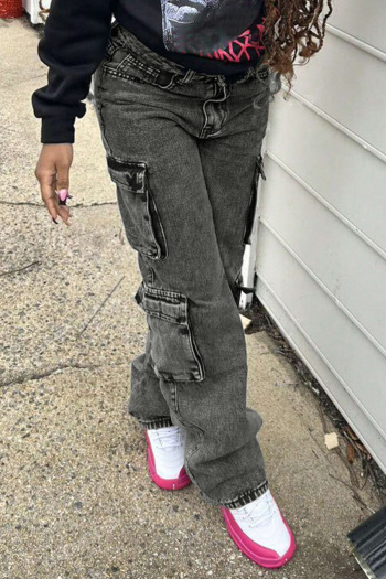 casual plus size non-stretch denim high-waist loose jeans
