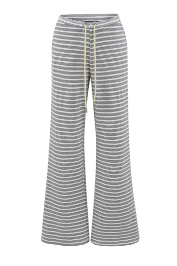 casual stretch high waist stripes drawstring wide leg loose pants