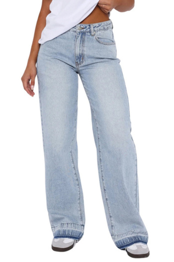 casual plus size non-stretch pocket zip-up fashion simple jeans