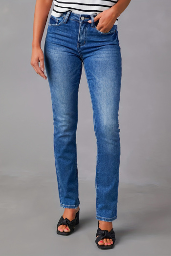 casual plus size non-stretch pocket button high waist slim jeans