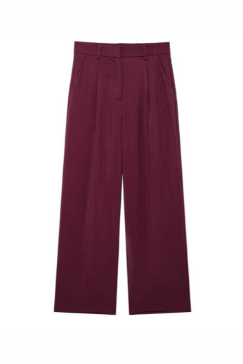 casual non-stretch solid color high-waist loose pants