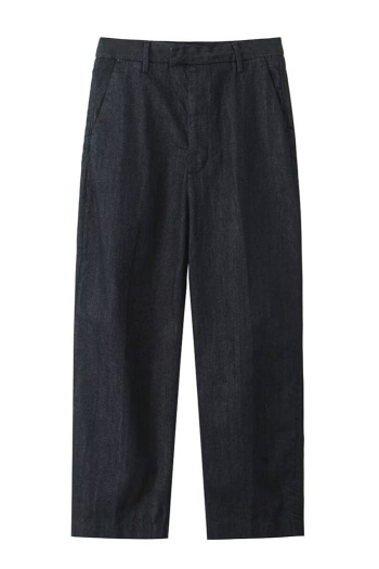 casual non-stretch solid color mid-waist pocket pants