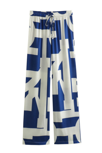 casual non-stretch contrast color batch printing high-waist pants