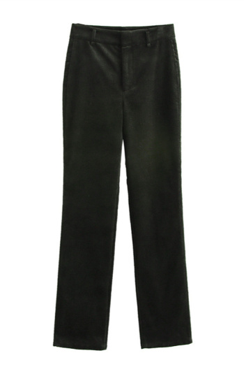 casual non-stretch corduroy high-waist solid color pants