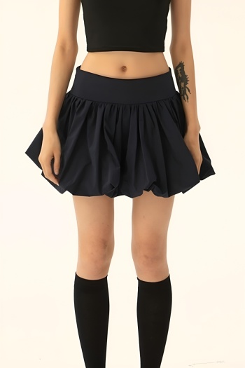 new stylish no-stretch 4-color patchwork mini puff skirts