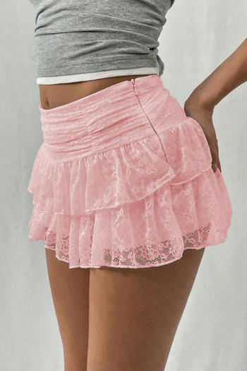 new stylish slight stretch 6-colors patchwork lace mini skirts new add color