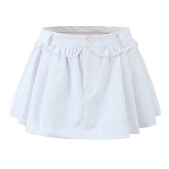 casual slight stretch solid button pocket pleated puffy mini skirt(with lined)