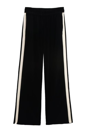casual non-stretch high-waist contrast color loose pants