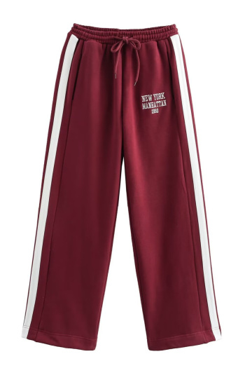 casual non-stretch letter printing high-waist drawstring loose pants