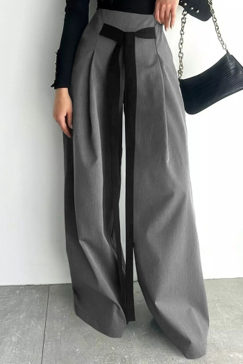 s-2xl stylish non stretch lace-up high waist wide leg pants