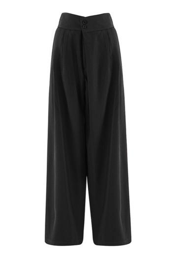 casual non-stretch solid color high-waist loose pants(size run small)