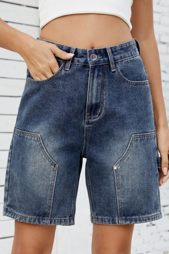 casual plus size non-stretch 3 colors new mid waist denim straight shorts