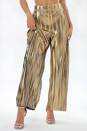 stylish plus size slight stretch 3 colors high waist pleated wide-leg pants