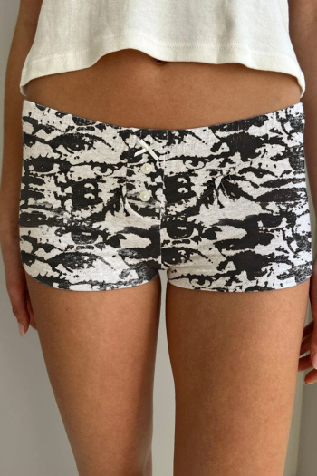 new medium stretch patchwork contrast color low-rise shorts