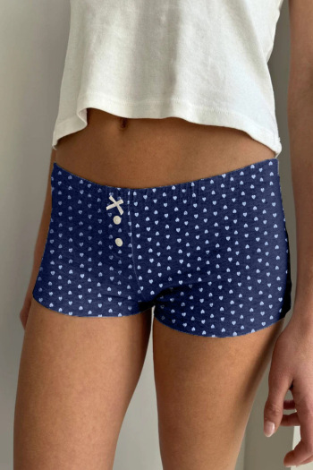 new medium stretch patchwork heart-shaped printing low-rise shorts