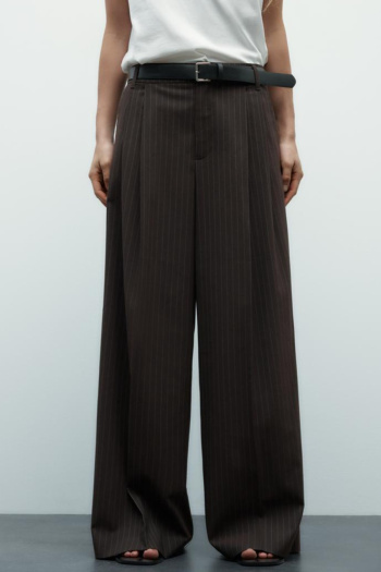 casual non-stretch with belt stripe printing pants