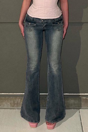 casual non-stretch retro denim high-waist loose jeans