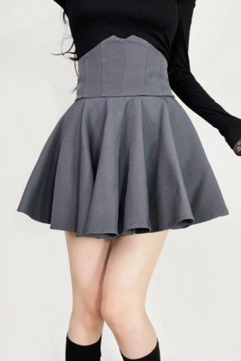 casual slight stretch 5 colors solid color high-waist mini skirt(size run small)