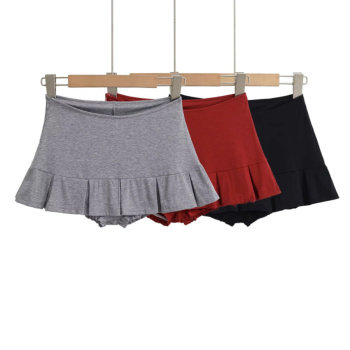 casual slight stretch solid color lapel mini skirt(size run small)