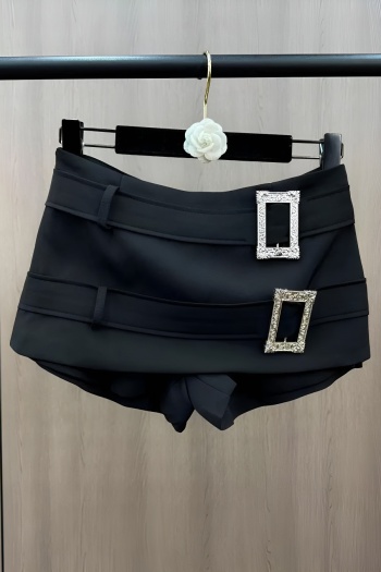 stylish slight stretch rhinestone decor high quality mini skort(size run small)