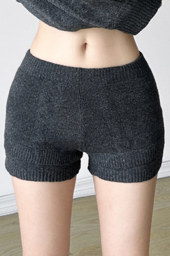 stylish slight stretch twist knitted high waist all-match hot shorts