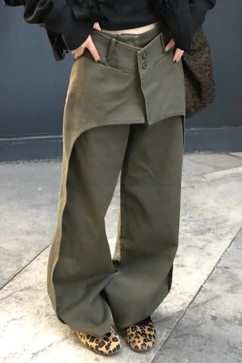 stylish non-stretch pure cotton wide-leg cargo pants(size run small)