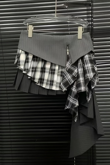 chic stylish slight stretch asymmetric mini skirt with lined(size run small)