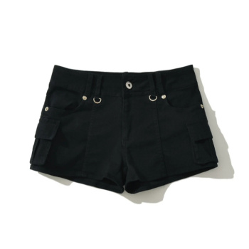 casual slight stretch solid color high-waist shorts(size run small)