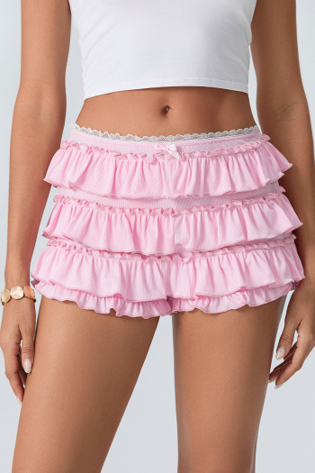 casual slight stretch 5 colors solid color high-waist shorts