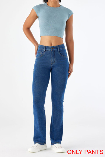 casual high stretch solid color high waist hip lift slim jeans size run small