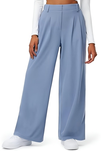 stylish plus size slight stretch 7 colors high waist pocket trousers