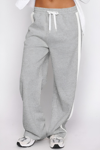 casual plus size slight stretch color-block drawstring loose sweatpants