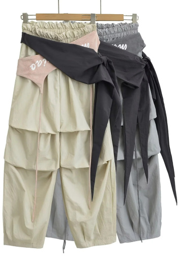 casual non-stretch personalized waist design pants(size run small)