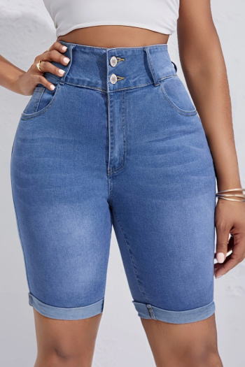stylish slight stretch high waist all-match denim shorts