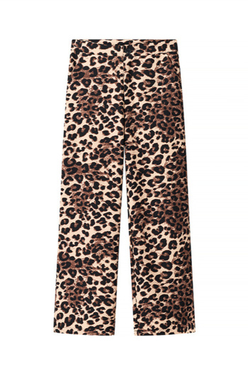 casual non-stretch leopard printing high-waist pants