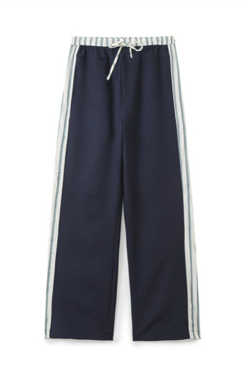 casual non-stretch stitching stripe printing drawstring pants