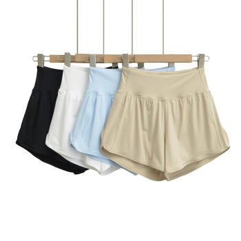 casual high stretch 4 colors solid color high-waist shorts(size run small)