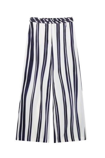 casual non-stretch high-waist contrast color stripe pants
