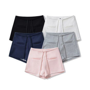 casual slight stretch 5 colors drawstring high-waist shorts(size run small)