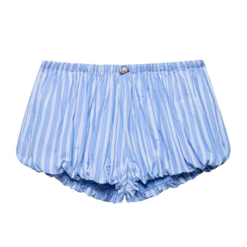 causal non-stretch stripe printing high-waist shorts