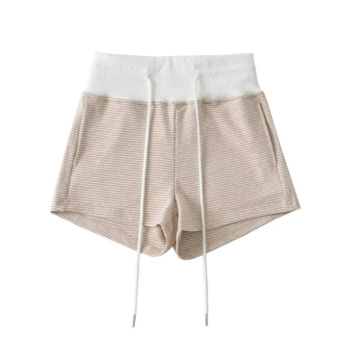 casual stretch contrast color stripe printing drawstring shorts(size run small)